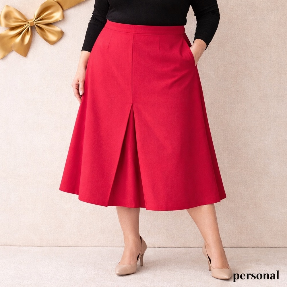 Personal Red Midi Skirt Vintage Size 16